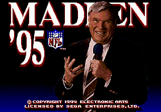Madden NFL '95 title screen for Sega Genesis